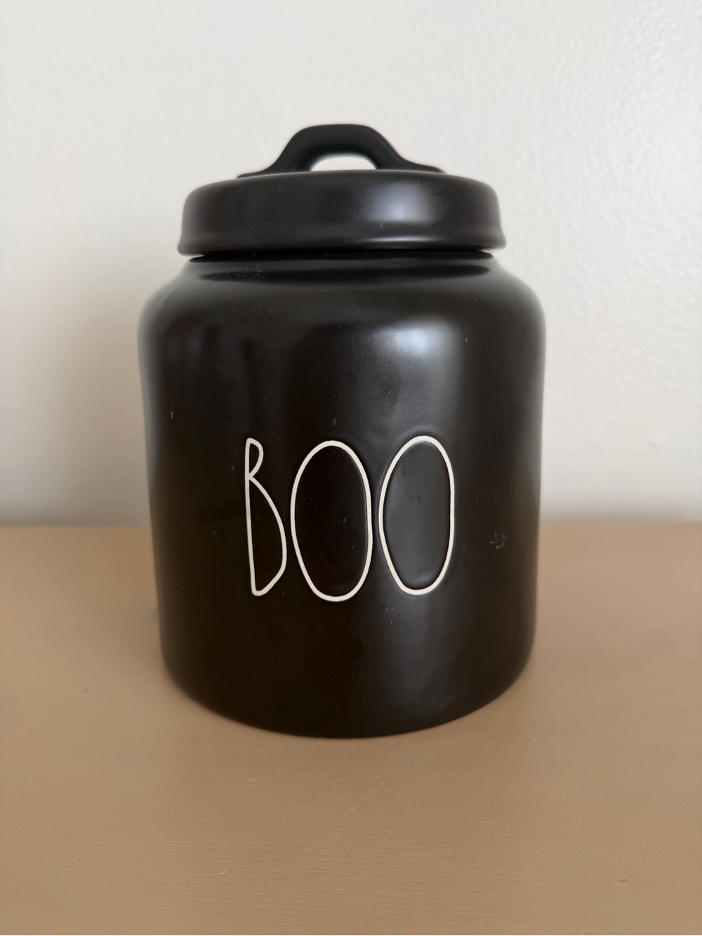 Rae Dunn black 'BOO' Ceramic Canister - Halloween Decor